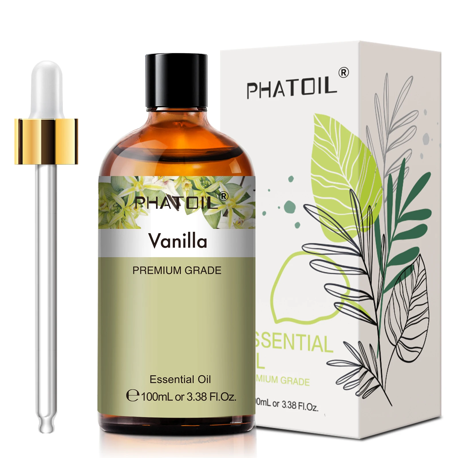 PHATOIL 100 ml ätherisches Eukalyptusöl, Lavendel, Vanille, Jasmin, Zitrone, Bergamotte, Aromaöl für Diffusor, Aromatherapie, Kerzenherstellung