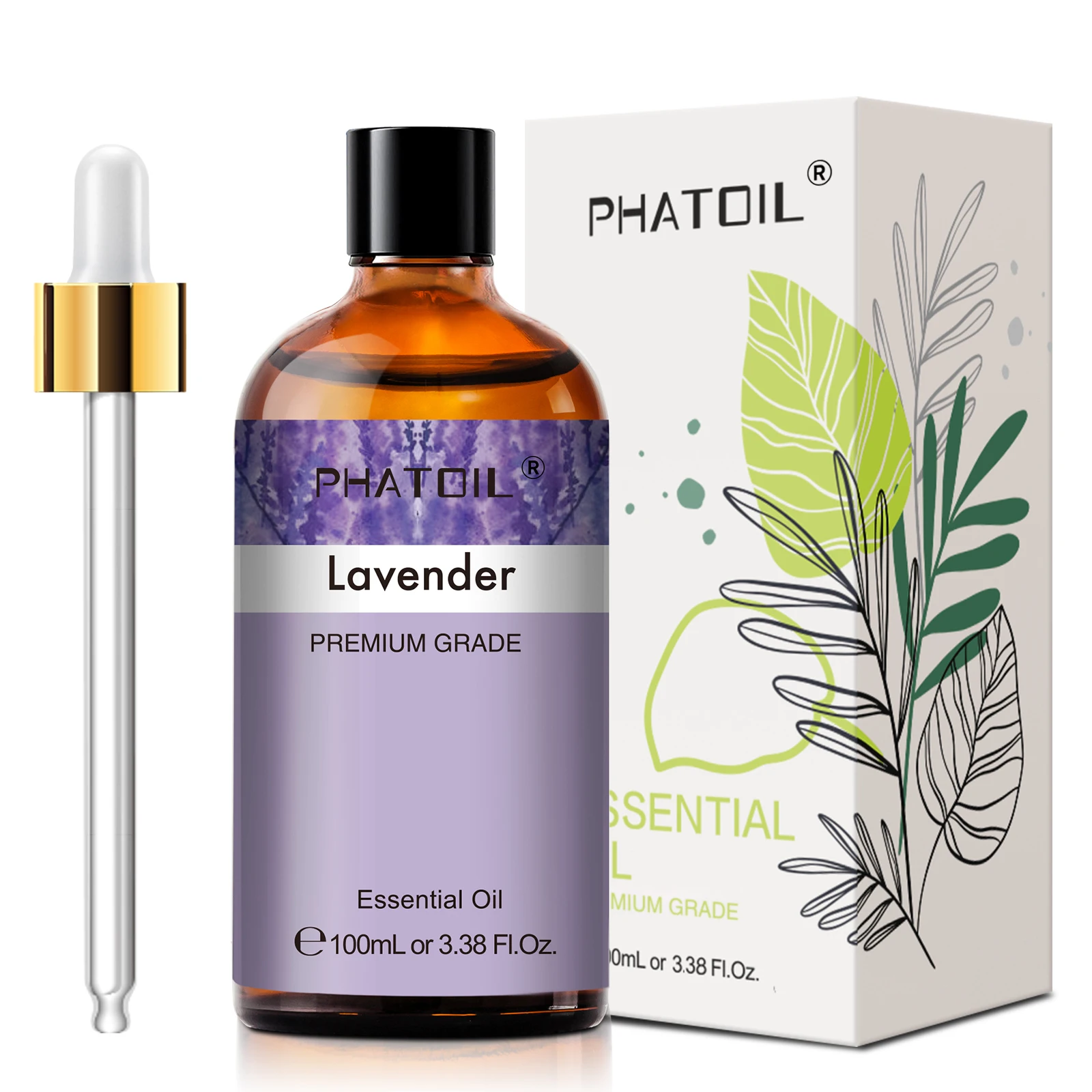 PHATOIL 100 ml ätherisches Eukalyptusöl, Lavendel, Vanille, Jasmin, Zitrone, Bergamotte, Aromaöl für Diffusor, Aromatherapie, Kerzenherstellung